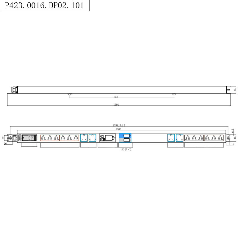 South Africa Sockets 16 Outlets 1.5U Liquid Magnetic Circuit Breaker Vertical TCP/IP smart Rack PDU