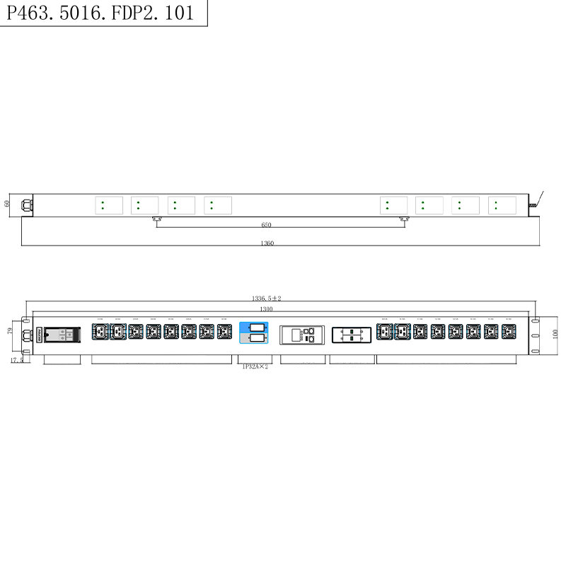 16 Outlets IEC C13 IEC C19 Lockable Socket Buckle equipped 2.5U Hot Swappable Surge Protection Vertical Modbus-RTU RS485 metered Rack PDU