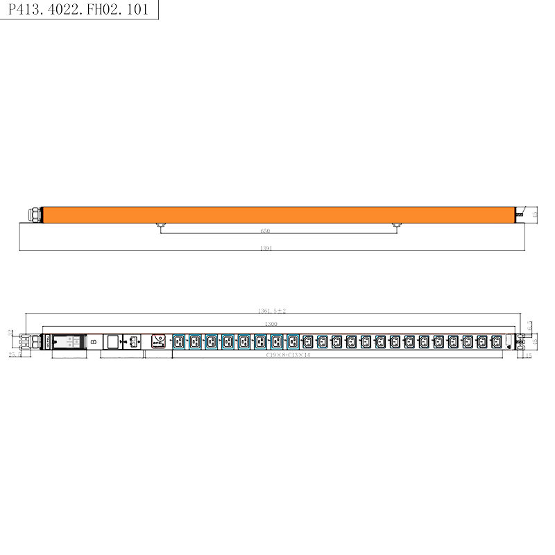 22 Outlets IEC C13 IEC C19 1.5U Surge Protection PDU Vertical Install Hot Swappable RS485 metered equipped Rack PDU