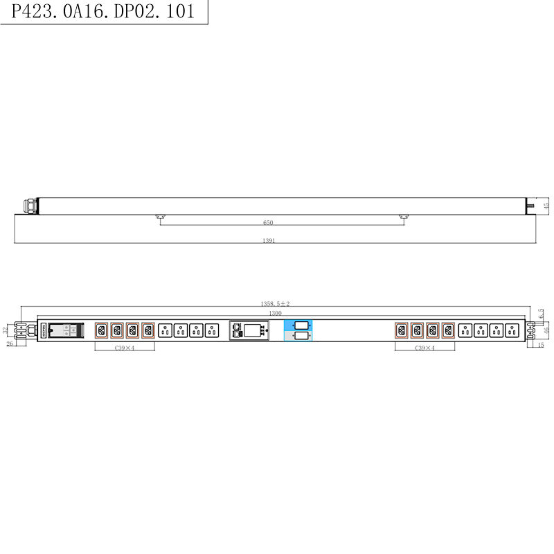 16 Outlets IEC C13 C19 & US Sockets 1.5U Liquid Magnetic Circuit Breaker Vertical TCP/IP  smart Rack PDU