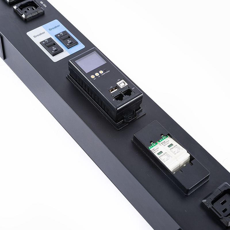 16 Outlets IEC C13 IEC C19 Lockable Socket Buckle equipped 2.5U Hot Swappable Surge Protection Vertical Modbus-RTU RS485 metered Rack PDU