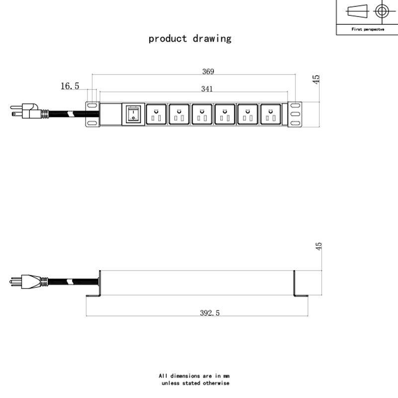 6 ways US Horizontal Switched Rack Pdu 1U