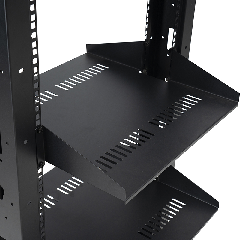 Standard 2-Post Open Rack with Cantilever Shelf Black 18U-47U