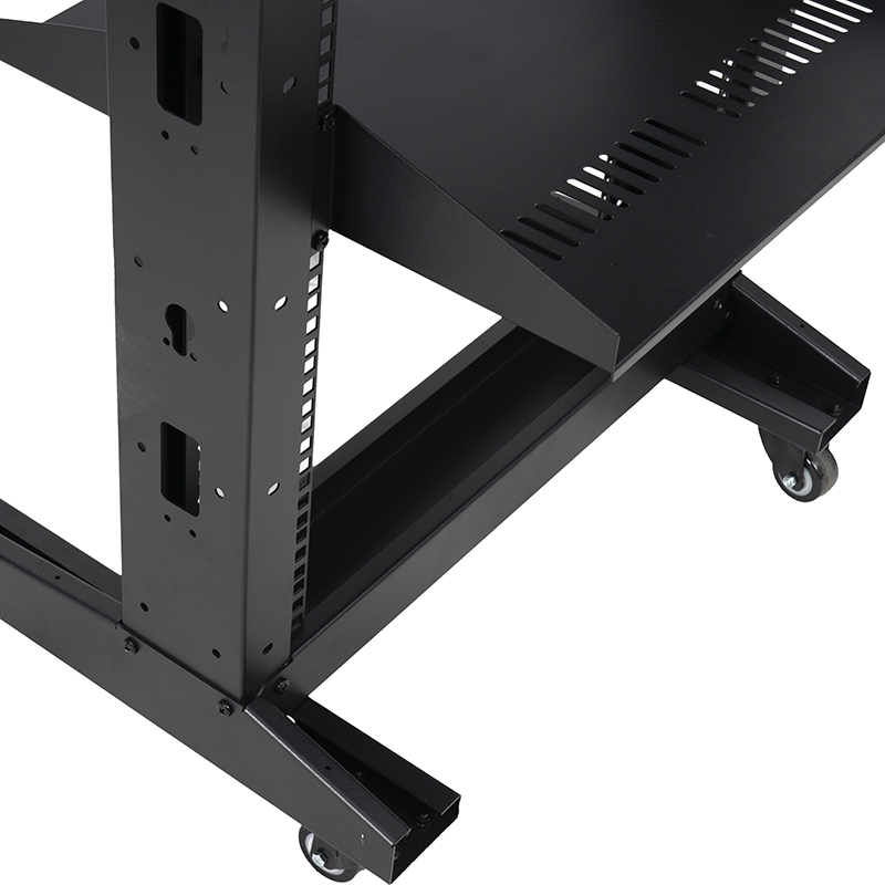 Standard 2-Post Open Rack with Cantilever Shelf Black 18U-47U