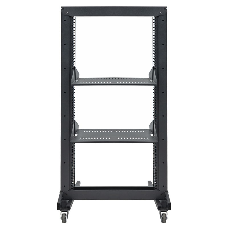 Standard 2-Post Open Rack with Cantilever Shelf Black 18U-47U