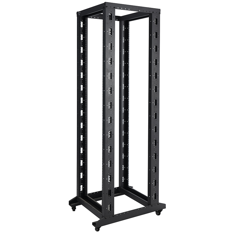 Adjustable 4-Post Open Rack Black 18U-47U