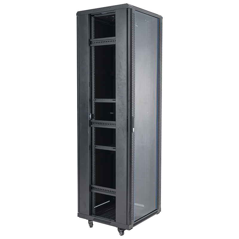 Server rack cabinet front single glass door /back blind single door 18U-42U black