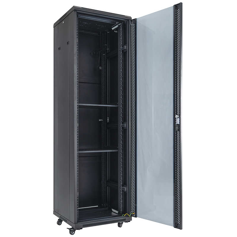 Server rack cabinet front single glass door /back blind single door 18U-42U black