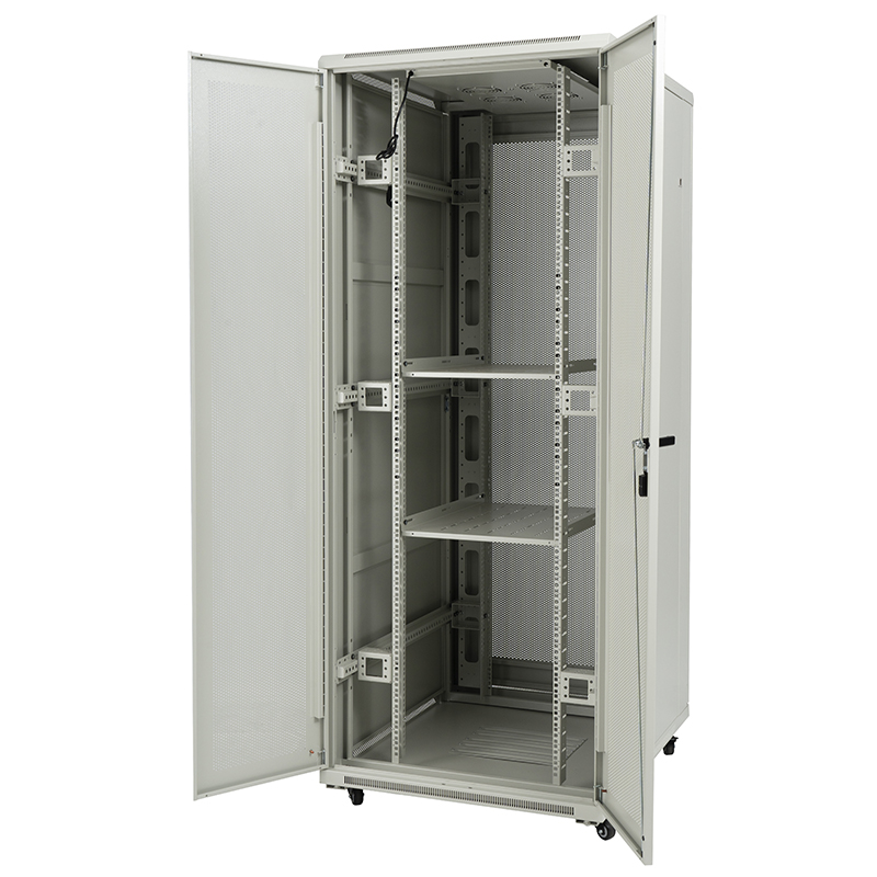 Server rack cabinet front perforated single door/back perforated double door 18U-42U grey