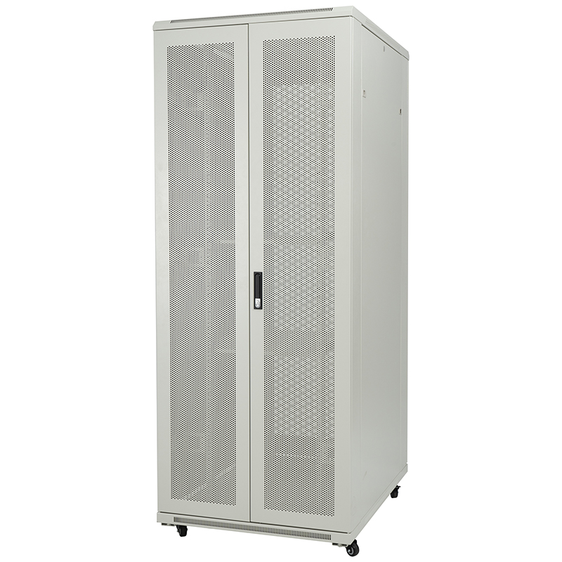 Server rack cabinet front perforated single door/back perforated double door 18U-42U grey