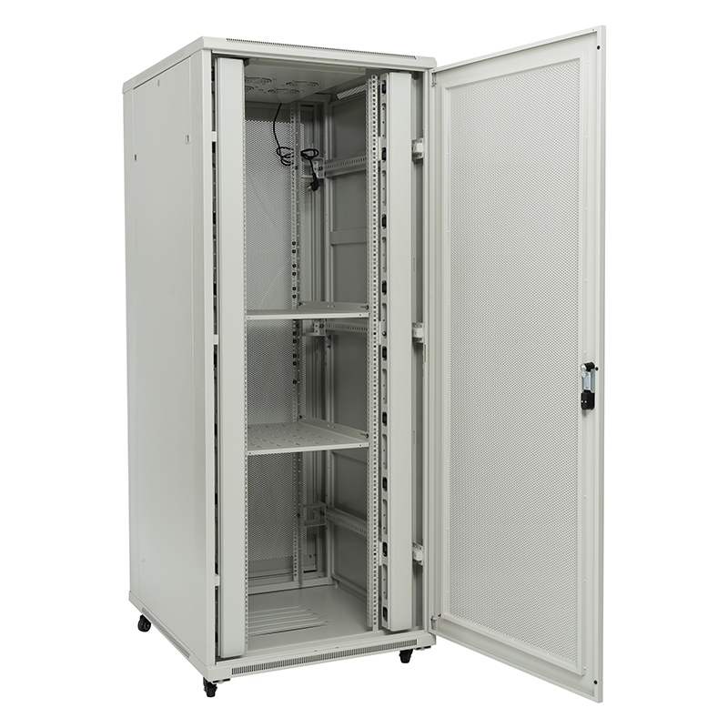 Server rack cabinet front perforated single door/back perforated double door 18U-42U grey