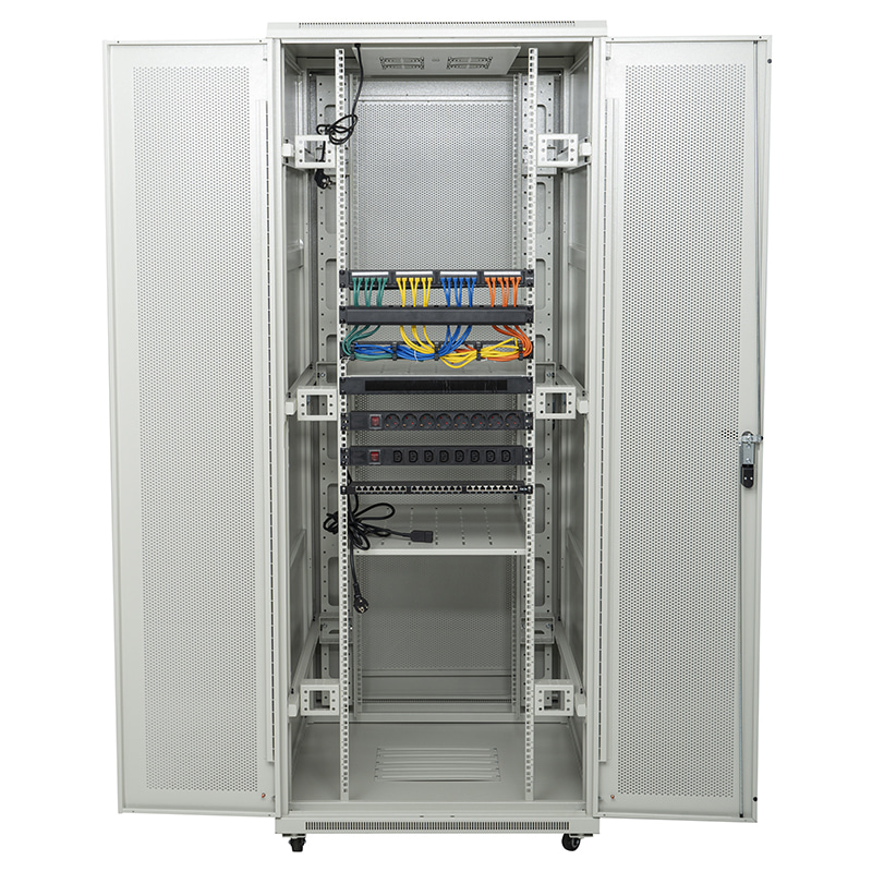 Server rack cabinet front perforated single door/back perforated double door 18U-42U grey