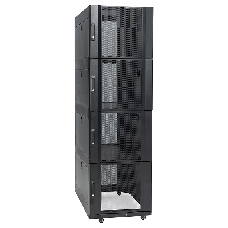 4 Compartments Rack Cabinet Perforated Door Black 42U 47U